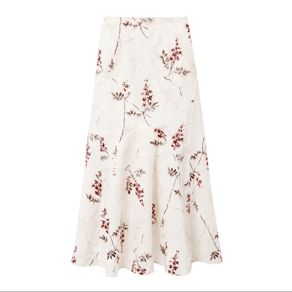 Rebecca Taylor Ivie Fleur Embroidered Midi Skirt